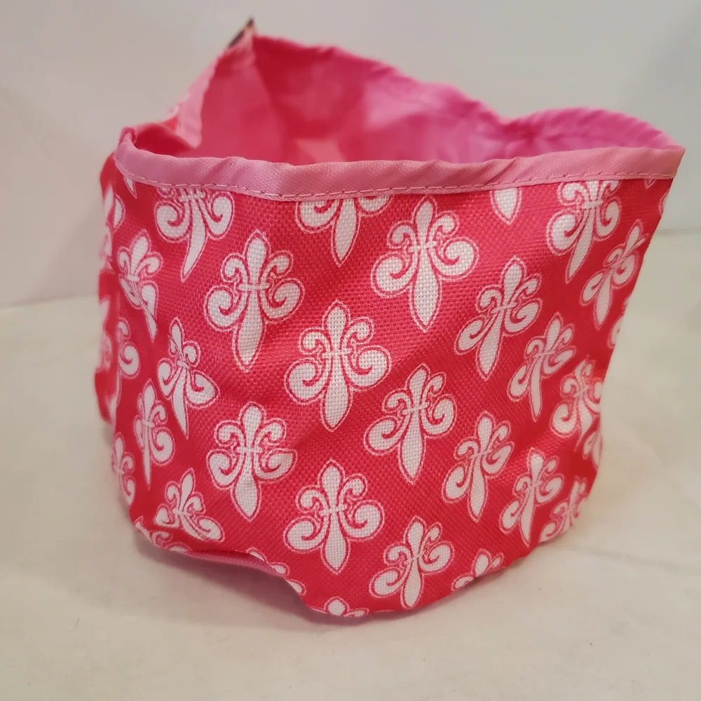Pink Floral Pattern Dog Bowl - Foldable Soft Pet Feeder